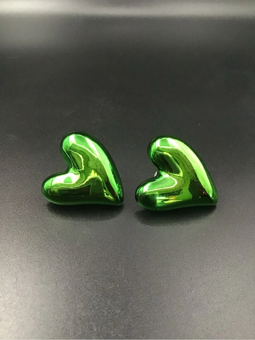 Green Heart Earrings